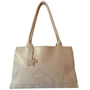 Radley London Cream Bag with Scottie Dog Details and Pink Charm EUC